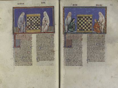El libro 'Juegos diversos de axedrez, dados y tablas' (1283), escrito por Alfonso X el Sabio, que se conserva en la Real Biblioteca de El Escorial 
