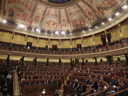 Pedro Sánchez, interviene en el Congreso durante la primera jornada de la sesión de investidura, el pasado sábado.