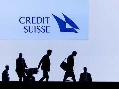 Directivos de Credit Suisse, en la última junta de accionistas del banco.