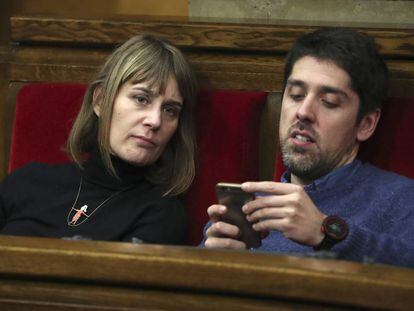 Jéssica Albiach y David Cid, diputados de Catalunya en Comú en el Parlament. 