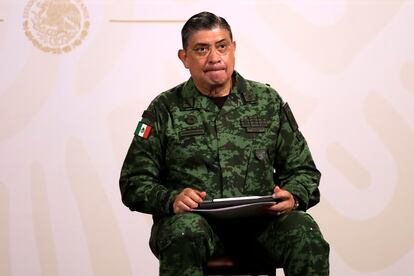 El secretario de Defensa Nacional, Luis Crescencio Sandoval, durante una conferencia de prensa en agosto, en Ciudad de México.