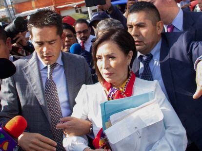 Rosario Robles, secretaria de Desarrollo Social en el Gobierno de Peña Nieto, antes de ingresar a prisión.