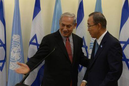 El primer ministro Netanyahu con Ban, responsable de la ONU. 