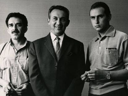 De izquierda a derecha: Gabriel García Márquez, Alfredo Ripstein Jr. y Arturo Ripstein.