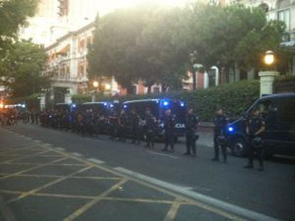 Aspecto del Ministerio de Interior a la llegada de la marcha de protesta.