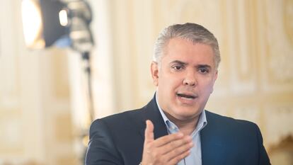 Colombian President Iván Duque, during an interview with EL PAÍS at the Nariño Palace in Bogotá on May 30, 2021.