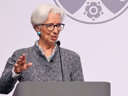 Christine Lagarde, presidenta del BCE, en una conferencia el pasado mayo.