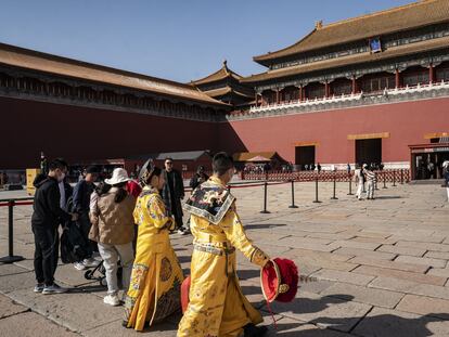 Visitantes en la Ciudad Prohibida de Pekín el pasado viernes 3 de marzo.