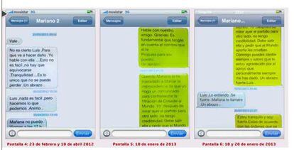 SMS entre Mariano Rajoy y Luis Bárcenas reproducidos por el diario 'El Mundo'.