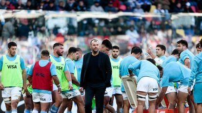 Michael Cheika durante un partido de la selección de rugby de Argentina.