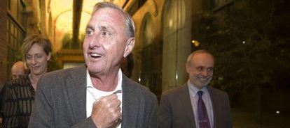 Cruyff, ayer en un acto de la UAB en el hospital de Sant Pau.