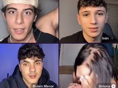 Momento de la agresión durante el directo de TikTok.