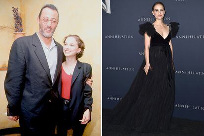 Natalie Portman tenía 13 años cuando estrenó León, el profesional, en 1994. A la derecha, en el estreno de su última película Annihilation, el pasado mes de febrero.