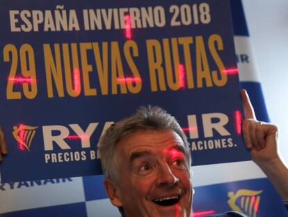 Michael O'Leary, consejero delegado de Ryanair, durante una rueda de prensa celebrada el pasado 13 de febrero en Madrid.