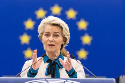 La presidenta de la Comisión, Ursula von der Leyen, el 18 de enero en el Parlamento Europeo.