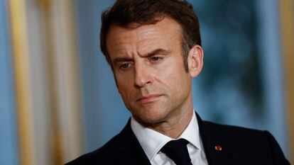 El presidente francés, Emmanuel Macron, en el Palacio del Elíseo este viernes 24 de marzo.