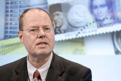 Peer Steinbrück en 2007, cuando era ministro de Finanzas, en Fráncfort.