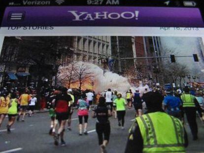 Yahoo News visto en un iPhone de Apple.
