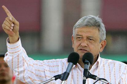 López Obrador, durante su última asamblea informativa en el Zócalo capitalino.