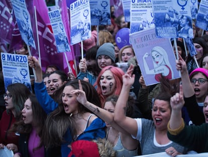 Manifestación del 8 de marzo, Día de la Mujer, en Madrid.