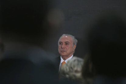 Michel Temer,en un homenaje a las víctimas del Chapecoense.