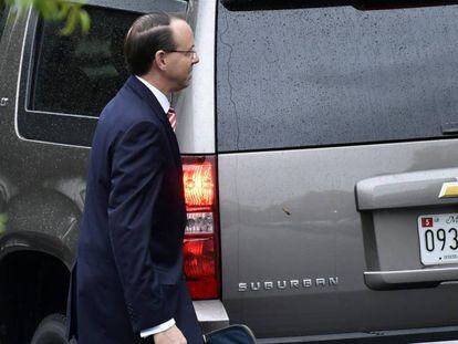 Rod Rosenstein saliendo este lunes de la Casa Blanca