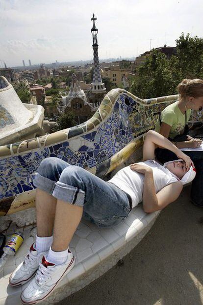 Uno de los bancos del Parc Güell de Barcelona.