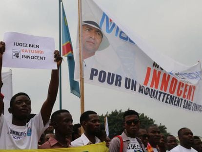 Seguidores de Moises Katumbi en una protesta en Kinshasa este miércoles.