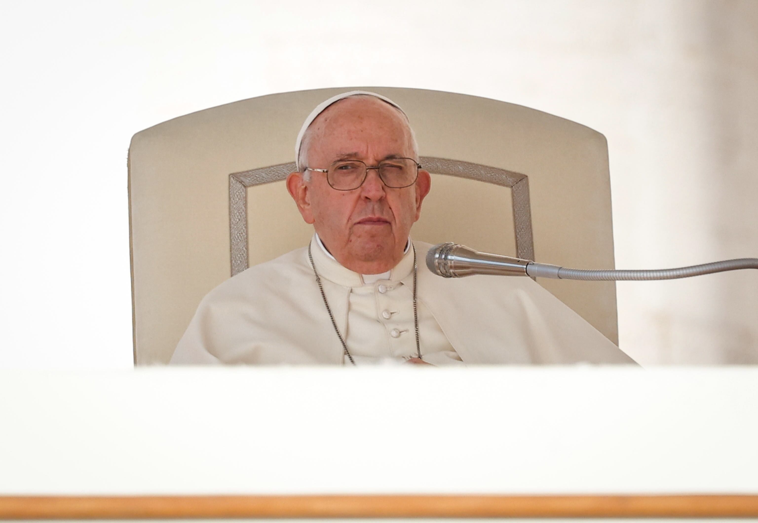 Vatican City (Vatican City State (holy See)), 11/10/2023.- Pope Francis looks on as he leads the weekly general audience in Saint Peter's Square, Vatican City, 11 October 2023. (Papa) EFE/EPA/GIUSEPPE LAMI
