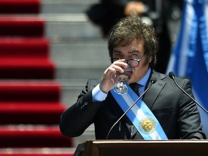 El presidente de Argentina, Javier Milei, durante la ceremonia de asunción de su cargo.