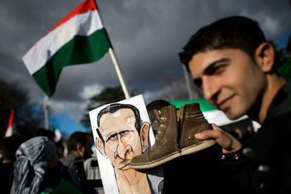 Manifestación contra El Asad en Ginebra, el viernes.