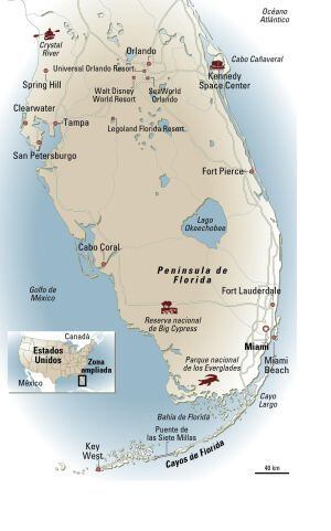 Mapa del sur de Florida.