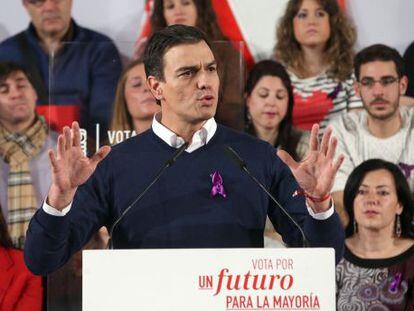 Pedro Sánchez, en un acte electoral aquest matí a Saragossa.