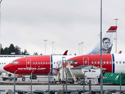 Aviones de Norwegian en el aeropuerto de Estocolmo. 