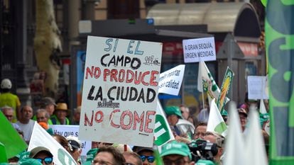 Manifestación por la sequía en Madridjajaj, en julio.