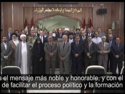 Nuri al Maliki anuncia su dimisión en la televisión iraquí.