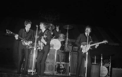 Los Beatles durante una actuación en Nueva York en 1970.
