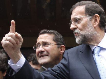 Conde Roa con Rajoy en un comité ejecutivo del PP celebrado en octubre en Santiago.