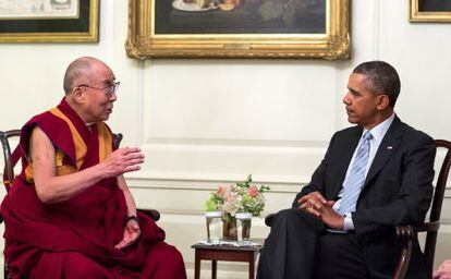 Barack Obama y el Dalai Lama durante su encuentro en la Casa Blanca.