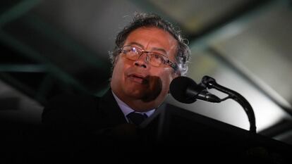 El presidente de Colombia, Gustavo Petro, durante la ceremonia de reconocimiento de la nueva cúpula militar, el 20 de agosto de 2022.