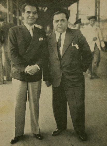 Federico García Lorca y el periodista Pablo Suero en 1936.