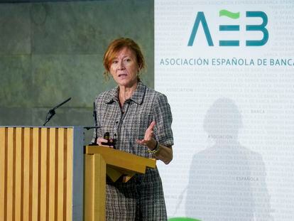 Margarita Delgado, subgobernadora del Banco de España, este miércoles en Madrid durante unas jornadas organizadas por la AEB.
