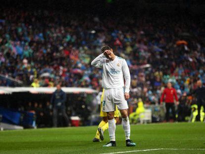 Cristiano Ronaldo en el &uacute;ltimo partido de Liga en el Bernab&eacute;u.