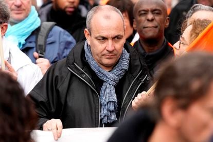 Laurent Berger, en una manifestación contra la reforma de las pensiones, en París, el pasado 6 de abril.