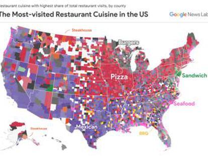 Pizza, tacos, marisco, sandwich, barbacoa y hamburguesas son las comidas preferidas en Estados Unidos.