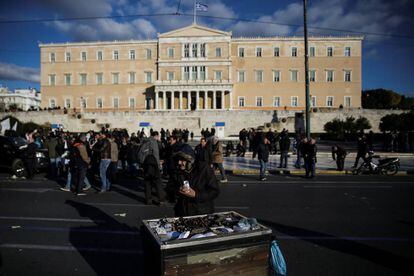 Protesta ante el Parlamento griego, el 14 de febrero.