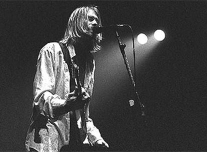 Kurt Cobain, durante una actuación de Nirvana, en Madrid en 1994.