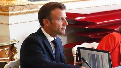 El presidente francés, Emmanuel Macron, durante el Consejo de Ministros, en el Palacio del Elíseo, en París el pasado miércoles.