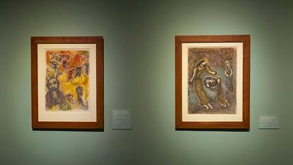 Dos quadres que representen l'èxode bíblic i que es poden trobar a l'expossició de Chagall al Palau Martorell.