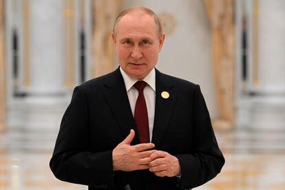 Vladímir Putin, en un momento del discurso en Ashgabat, este jueves.